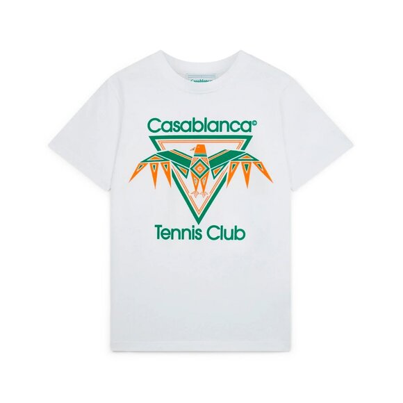 NWT CASABLANCA Tennis Club White Jersey Playful Eagle Print Short Sleeve Size L - Picture 1 of 3